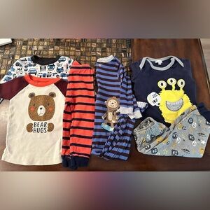 Boys 12 month pajama bundle 2 piece long sleeve shirts one piece footed